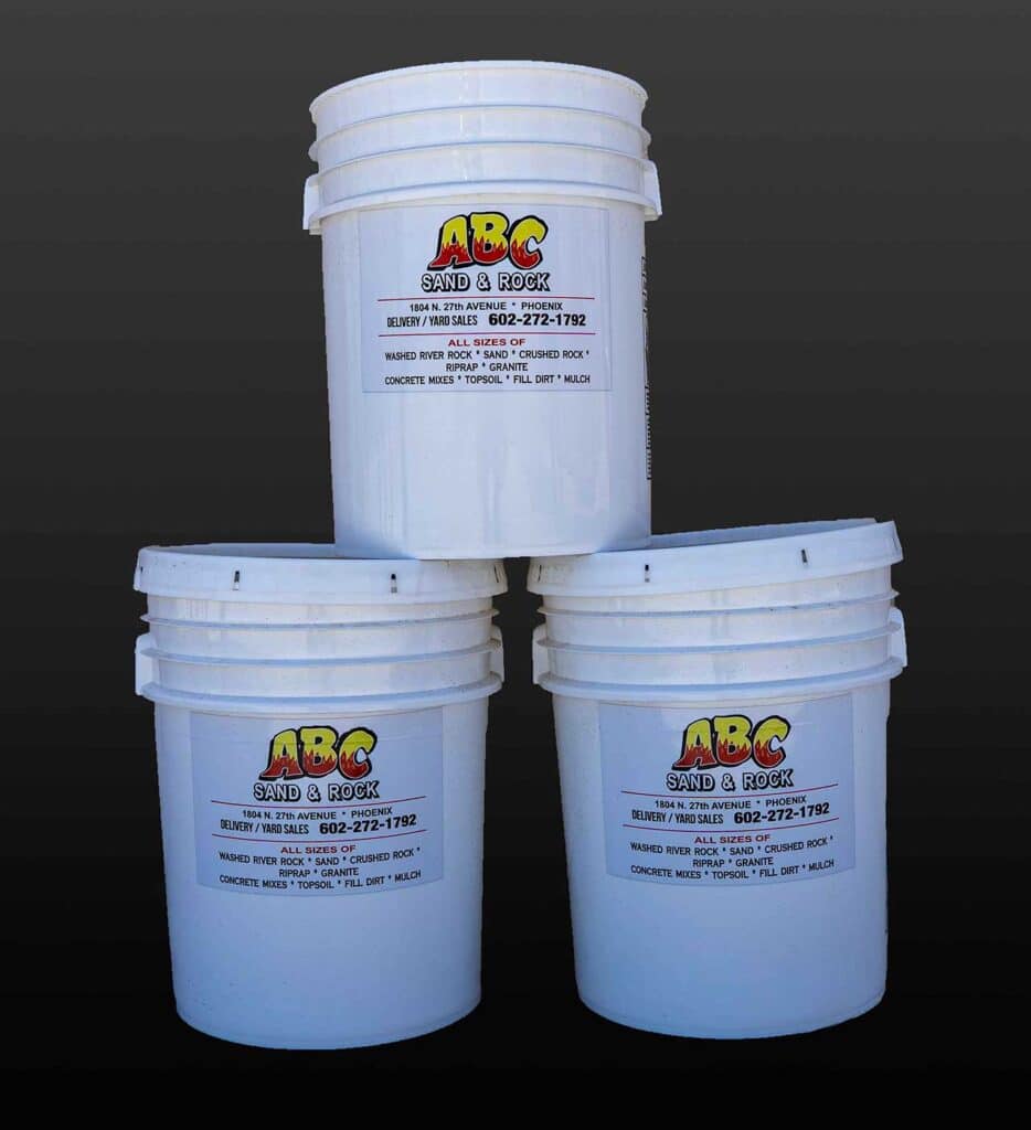 3 buckets full of sand abc