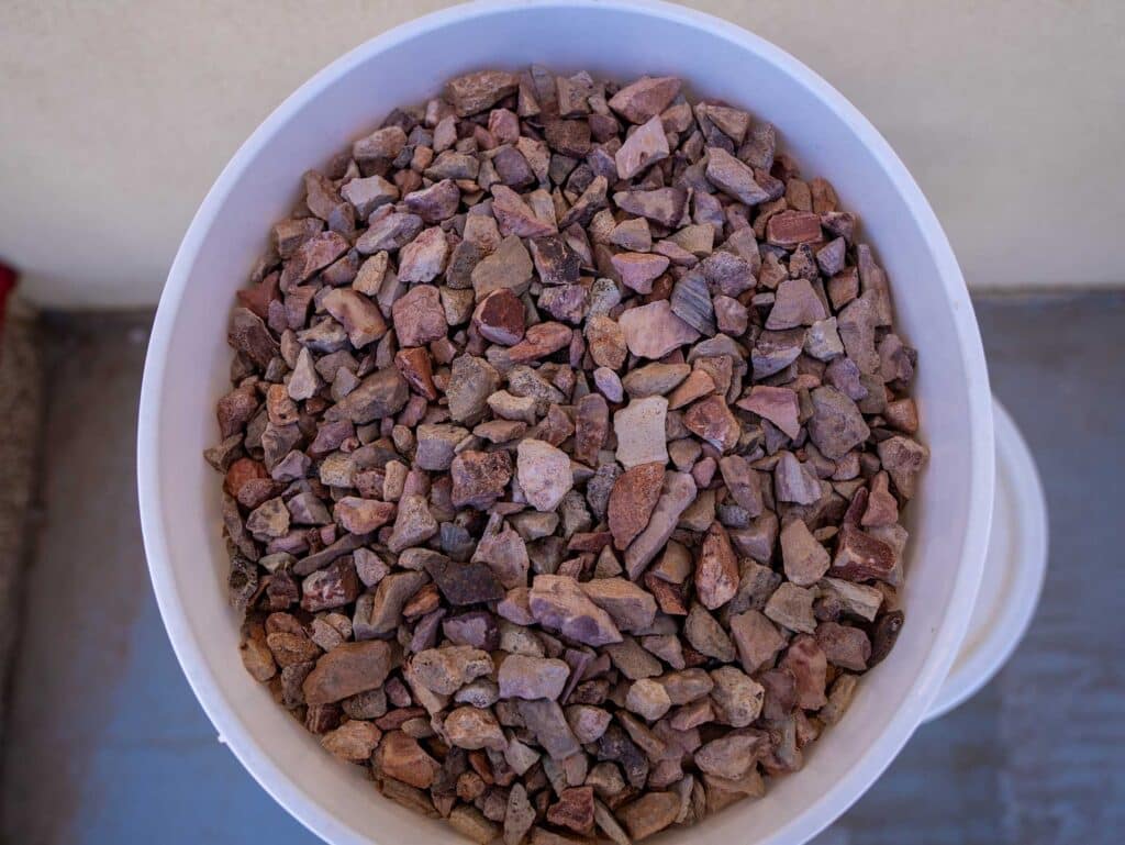 decorative rock in bucket
